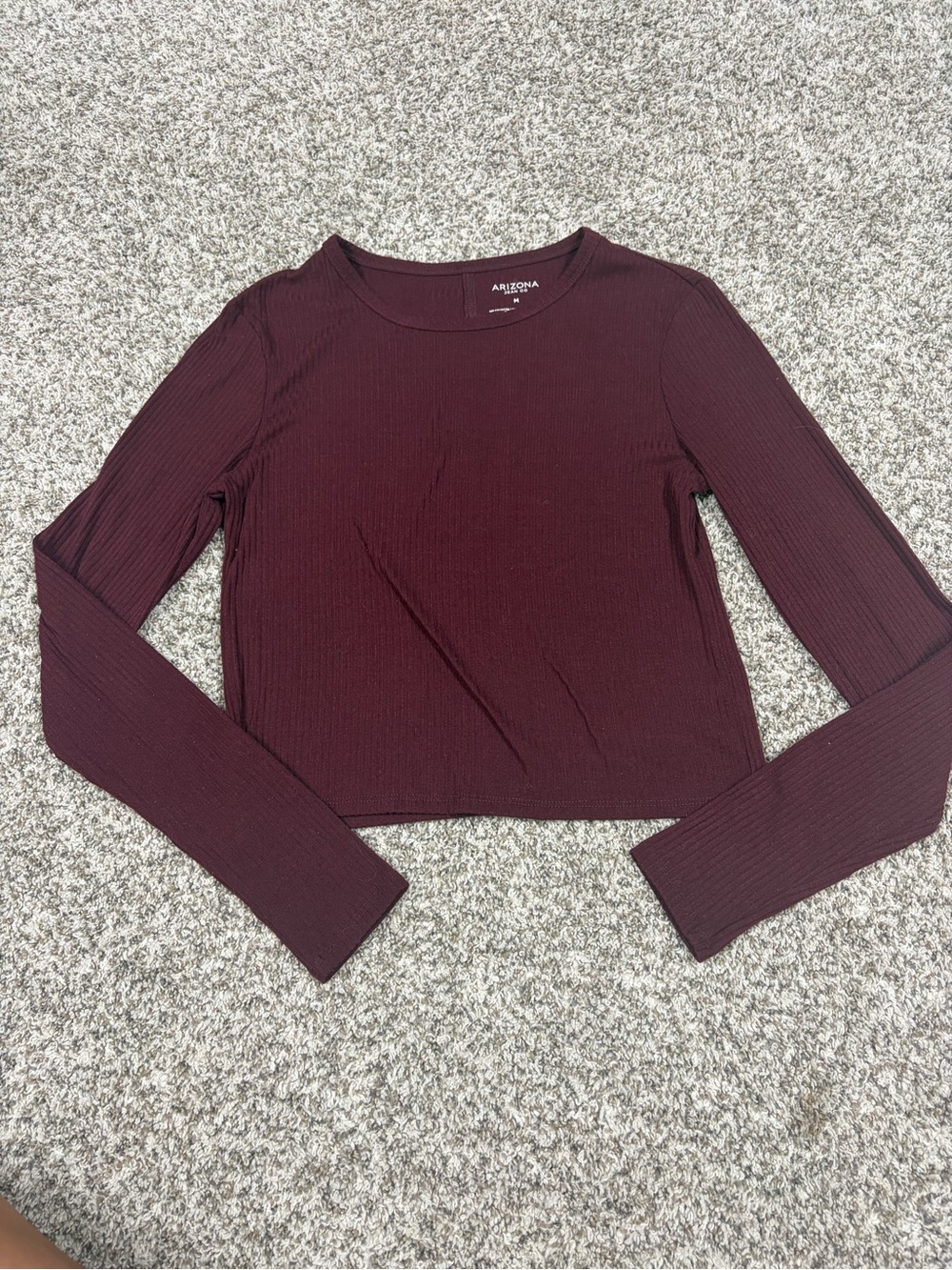 Arizona Jean Company Long-Sleeve Ribbed Crop Top in Wine